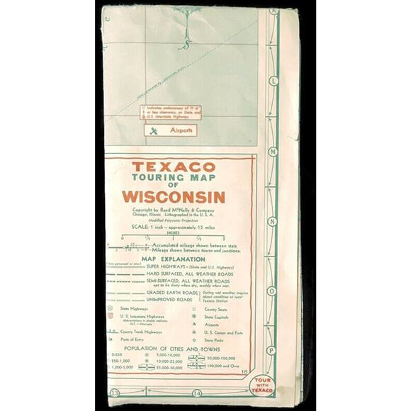 Minnesota Wisconsin Map Texaco Service Station Undated Complimentary Touring - Picture 3 of 4
